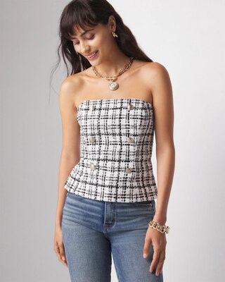 トップス Lumignon original tweed bijou lumi T Petite Button Tweed Bustier | White House Black Market